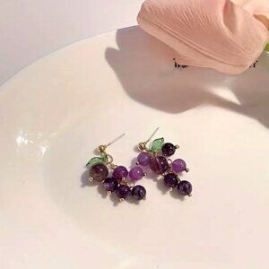 Anthropologie Purple and Green Cluster Earrings
